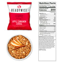 Emergency apple cinnamon cereal food packed inside sealed bag.
