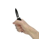 Automatic 4 inch OTF knife with dagger blade in hand