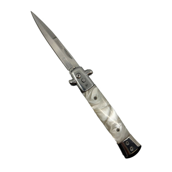 9” Automatic Out-The-Side Knife with White Handle