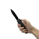 Automatic OTF knife half serrated dagger in hand