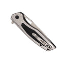 Ball bearing knife with drop point blade closed