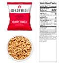 Emergency crunchy granola food packed inside sealed bag.