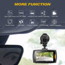 Car dashboard camera with features listed.