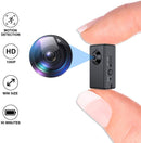 Mini size body camera with IR night vision shown in actual overl size.
