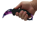Karambit knife purple galaxy in hand open