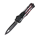 OTF Automatic knife with dagger blade flag handle