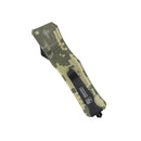 OTF automatic knife with drop point blade camo closed