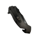 Black skull punisher brand folding knife in the closed position includes belt clip.