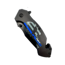 Black skull punisher brand folding knife in the closed position.