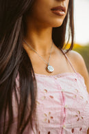 Silver beaded necklace model