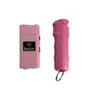 Powerful stun gun and gel pepepr spray bundle for women and men self defense protection color pink.