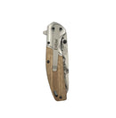 Spring assisted knife drop point blade closed
