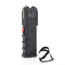 Black stun gun with a safety lanyard.