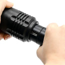 Tactical high lumens rechargeable flashlight lens adjustment