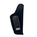 The belt clip slips over the pants and belt to hold the gun securely.