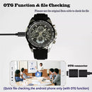 Black wristwatch with built-in disguised spy hidden camera includes OTG functions and cabel.