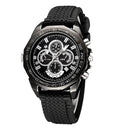 Black wristwatch with built-in disguised spy hidden camera.