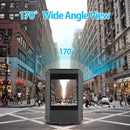 Body camera with wide-angle view feature displayed on a city street background