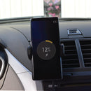 Wireless car charger and holder. Shown with phone in the cradle.