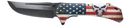 American flag spring assisted knife with skull side view