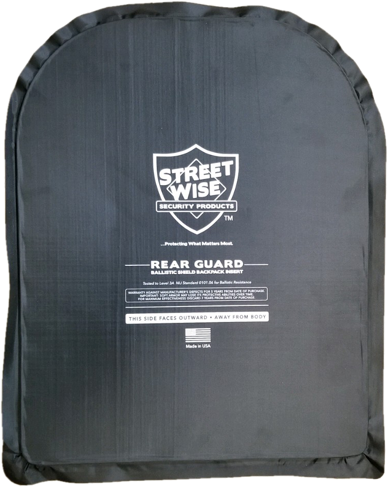 The Streetwise Rear Guard Backpack Insert instantly converts your ordinary backpack, laptop case, or handbag into a ballistic shield capable of stopping nearly all handgun rounds