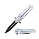 Black and silver dagger folding knife
