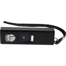 Color black slider mini stun gun with flashlight for personal safety protection..
