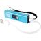 Color blue slider mini stun gun for personal safety protection with USB charge cord.