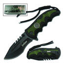 12 Units Military Medallions Assisted Open Folding Knifes w/Belt Clip & Paracord SDP Inc