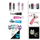 Bulk wholesale designer pepper sprays, nano flashlights and kitty key chains. Excellent for self-defense.