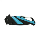 Bulk Wholesale Folding Stainless Steel Knife with Carabiner blue closed