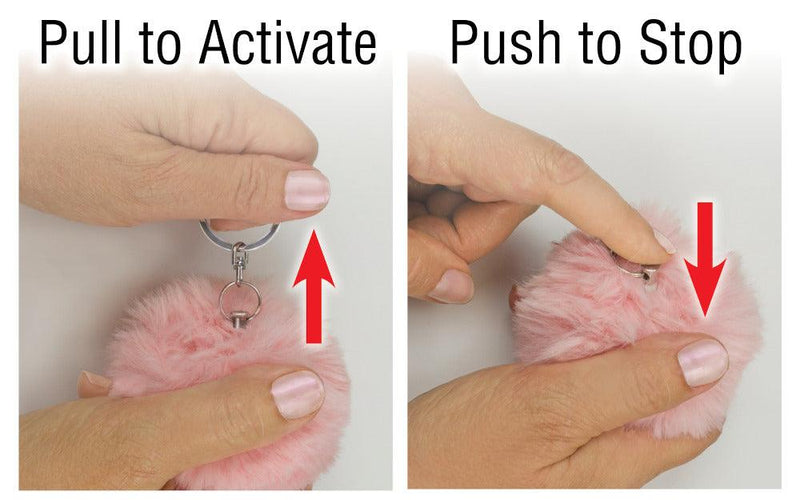 9 Units Pink Puff Furball Personal Alarm for Woman with Key-Chain