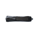 Carbon fiber automatic OTF knife closed position