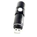 Compact USB rechargeable cree LED flashlight close up view