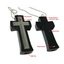 Streetwise cross necklace with hidden spy camera diagram