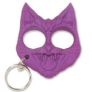 Evil Kitty Cat Defense Keychain in color purple