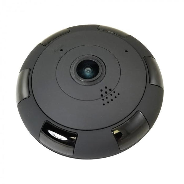 Eye In The Sky 360 Degree WiFi Camera with night vision allows you to see the entire room in HD video quality on your smart phone.