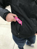 Fast Strike defense Pink shown worn in pocket