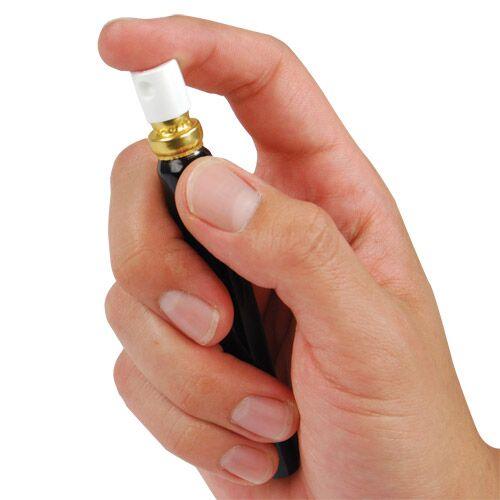 Pen pepper spray fits nicely in your hand when sprayed for protection.