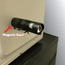 Streetwise Security tactical LED flashlight has built-in magnet base for hands-free use when needed.