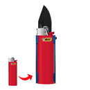 Spring assisted pocket knife with lighter holder shown