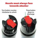 Illustration shows how to safely use the safety twist lock levers for pepper sprays.