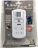 Help stop crime the Streetwise SafeZone Motion Activated Alarm with Keypad detects motion and sounds loud alarm alerting possible danger. Shown with packaging.