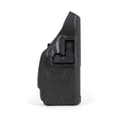 Taser X2 left handed blackhawk holster closeup view