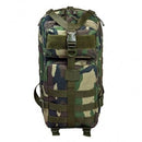 The woodland small camo backpack front view