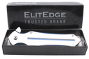 Titanium blue silver dagger folding knife packaging