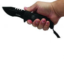 USMC folding knife assisted open with belt clip and paracord opne