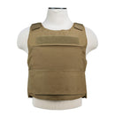 The Vism discreet plate carrier with armor panel pocket sized 8 inches x 10 inches shown in the color tan.