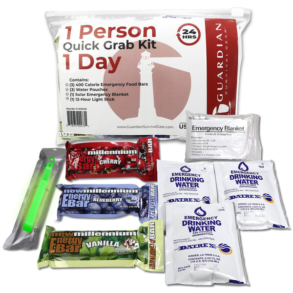 Bundle 12 Units -  1 Day Quick Grab Kit in Resealable Bag