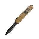 5.5 Inch Automatic OTF Knife w/ Half Serrated Dagger Blade Brown